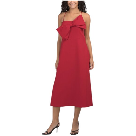ANNE KLEIN A-line Midi Dress With Bow Bodice - Picture 1 of 2